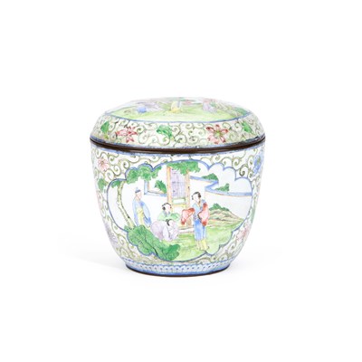 Lot 94 - A CANTONESE ENAMEL BOX