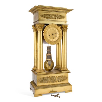 Lot 639 - A LARGE EARLY 19TH CENTURY FRENCH MUSICAL ORMOLU PORTICO CLOCK