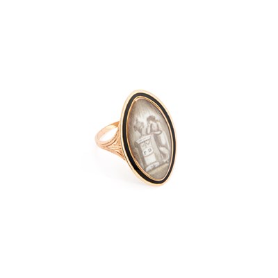 Lot 479 - A GEORGIAN SEPIA MOURNING RING