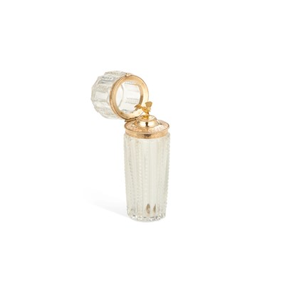 Lot 525 - A DUTCH GOLD-MOUNTED CUT-GLASS SCENT BOTTLE
