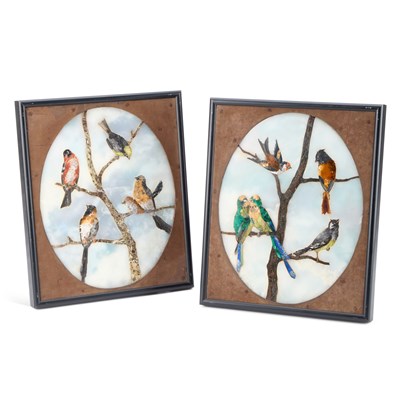 Lot 507 - A FINE PAIR OF ITALIAN PIETRA DURA PLAQUES