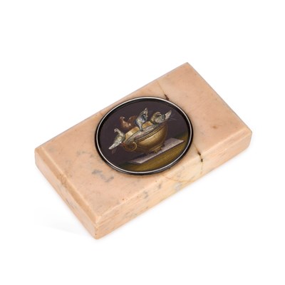 Lot 529 - A 19TH CENTURY ITALIAN GRAND TOUR MICROMOSAIC MARBLE DESK WEIGHT