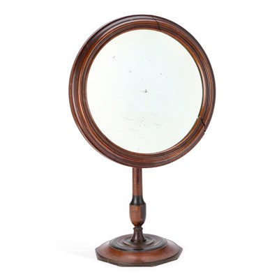 Lot 672 - AN EARLY 19TH CENTURY MAHOGANY SHAVING MIRROR