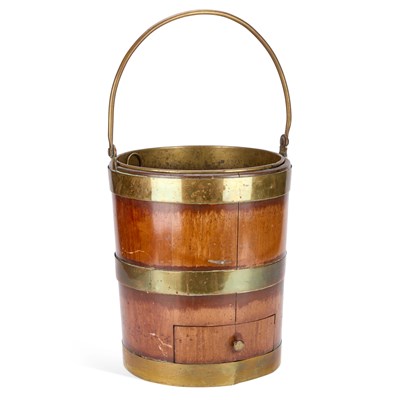 Lot 697 - A 19TH CENTURY BRASS-BOUND MAHOGANY PEAT BUCKET