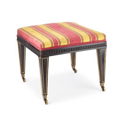 Lot 650 - A REGENCY PARCEL-GILT EBONISED STOOL