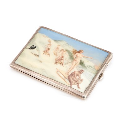 Lot 174 - AN AUSTRO-HUNGARIAN SILVER AND ENAMEL CIGARETTE CASE