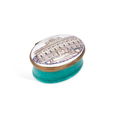 Lot 549 - A SOUTH STAFFORDSHIRE ENAMEL PATCH BOX