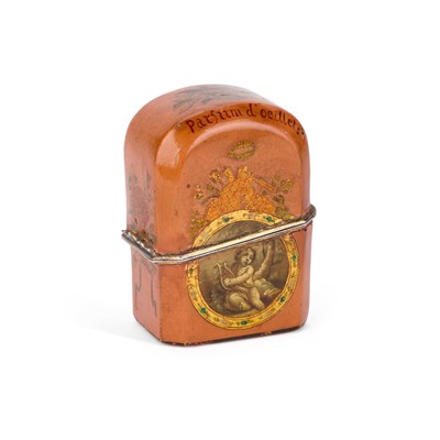 Lot 508 - AN 18TH CENTURY VERNIS MARTIN SCENT BOTTLE CASE