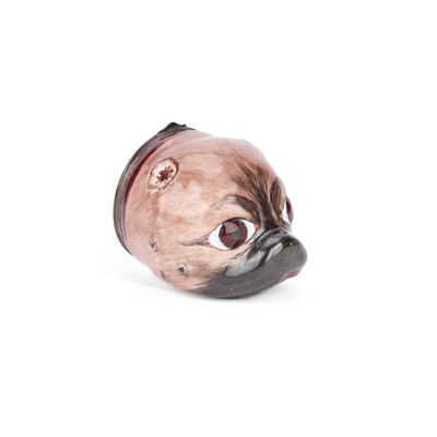 Lot 546 - A SOUTH STAFFORDSHIRE ENAMEL PUG BONBONNIÈRE