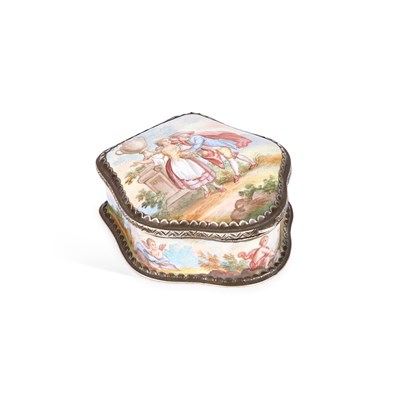 Lot 536 - A VIENNESE SILVER-GILT MOUNTED ENAMEL SNUFF BOX, CIRCA 1870