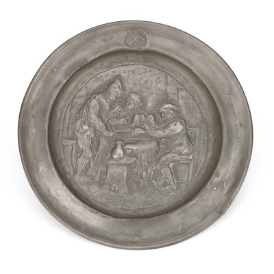 Lot 108 - A 19TH CENTURY GERMAN PEWTER DISH