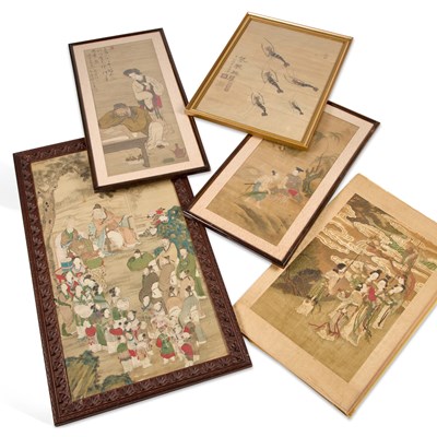 Lot 82 - A GROUP OF 19TH CENTURY AND LATER ORIENTAL PAINTINGS