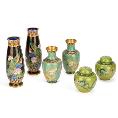 Lot 70 - A GROUP OF 20TH CENTURY CLOISONNÉ ENAMEL