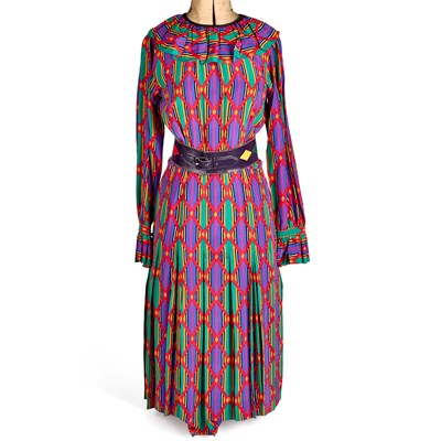 Lot 68 - AN YVES SAINT LAURENT RIVE GAUCHE DRESS AND RIVE GAUCHE BELT