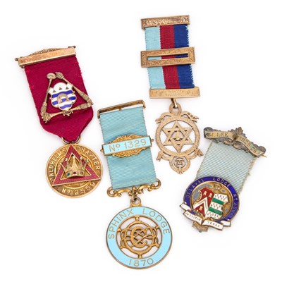 Lot 22 - FOUR SILVER MASONIC JEWELS