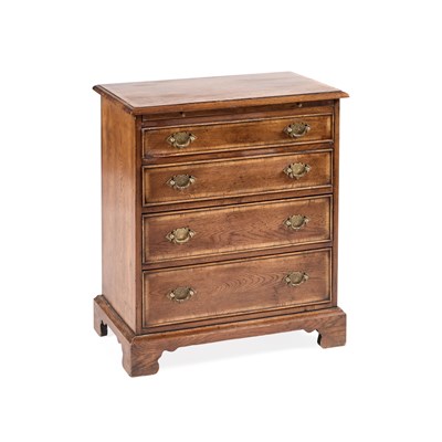 Lot 668 - A SMALL GEORGIAN STYLE INLAID OAK BACHELOR'S CHEST