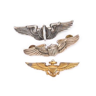 Lot 45 - THREE SILVER AMERICAN/ UNITED STATES AIR FORCE (USAF) WINGS