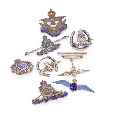 Lot 37 - A GROUP OF SILVER MILITARY SWEETHEART BROOCHES/ BADGES