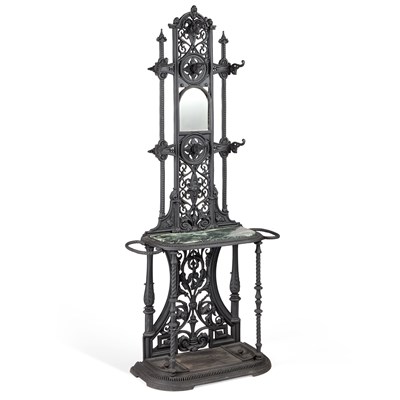 Lot 709 - A VICTORIAN CAST IRON HALLSTAND