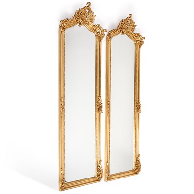 Lot 724 - A LARGE PAIR OF PERIOD STYLE GILT-FRAMED WALL MIRRORS