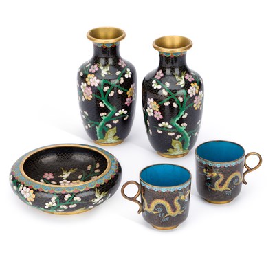 Lot 105 - A GROUP OF CHINESE CLOISONNE ENAMEL ARTICLES