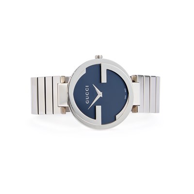 Lot 158 - A STEEL GUCCI BRACELET WATCH
