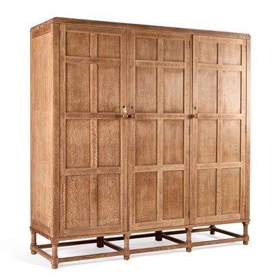 Lot 717 - AMBROSE HEAL FOR HEAL'S, A LIMED OAK TRIPLE WARDROBE