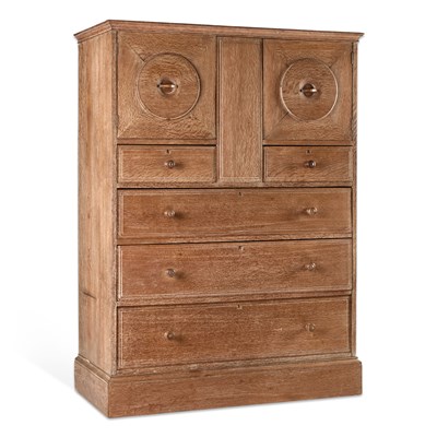 Lot 718 - AMBROSE HEAL FOR HEAL'S, A LIMED OAK 'OWL' CABINET