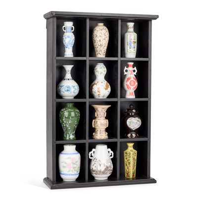 Lot 93 - TWELVE CHINESE PORCELAIN MINIATURE VASES