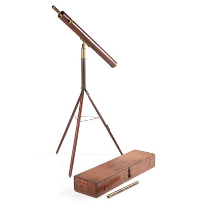 Lot 522 - A 19TH CENTURY BRASS-MOUNTED TELESCOPE