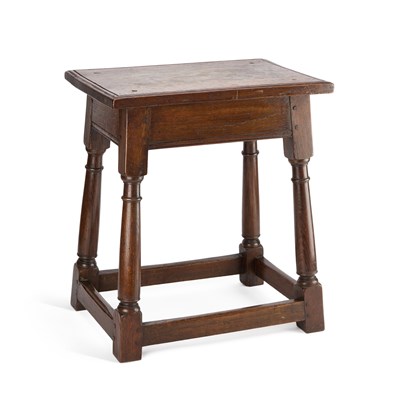 Lot 674 - A 19TH CENTURY OAK JOINT STOOL