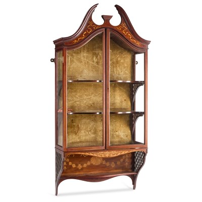 Lot 658 - A FINE EDWARDIAN INLAID MAHOGANY HANGING WALL CABINET