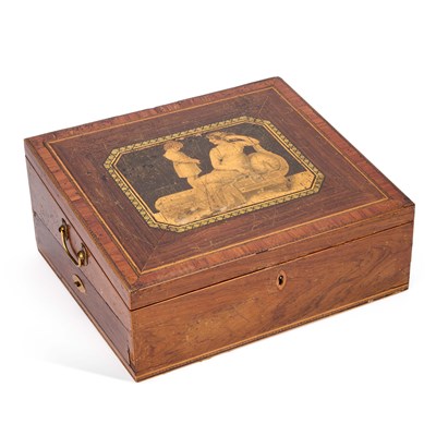 Lot 693 - A REGENCY ROSEWOOD AND INLAID WORK BOX