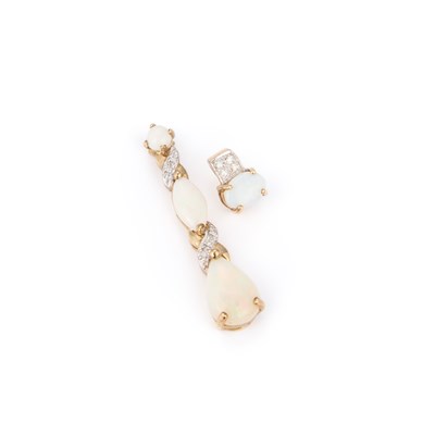 Lot 456 - TWO OPAL AND DIAMOND PENDANTS