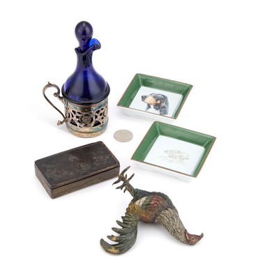 Lot 521 - AN EARLY 20TH CENTURY AUSTRIAN COLD-PAINTED BRONZE MODEL OF A COCKEREL