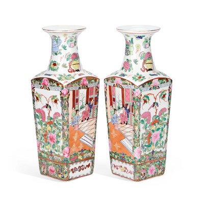 Lot 56 - A PAIR OF CHINESE FAMILLE ROSE PORCELAIN VASES
