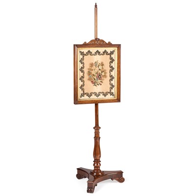Lot 675 - A 19TH-CENTURY ROSEWOOD POLESCREEN