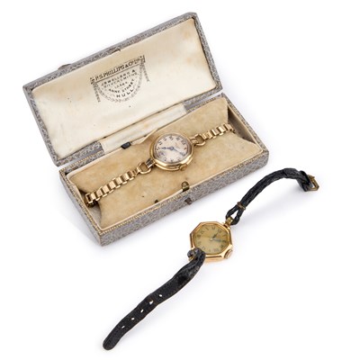 Lot 414 - TWO LADY'S GOLD WATCHES