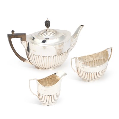 Lot 225 - A GEORGE V SILVER THREE-PIECE TEA SERVICE