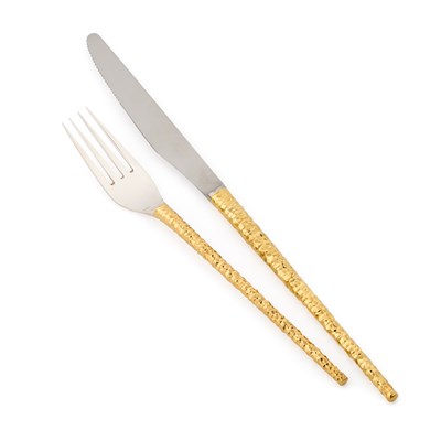 Lot 179 - STUART DEVLIN, AN ELIZABETH II SILVER-GILT KNIFE AND FORK