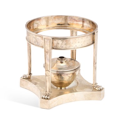 Lot 386 - A GEORGE III SILVER SPIRIT BURNER