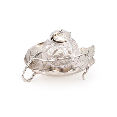 Lot 335 - A VICTORIAN SILVER NATURALISTIC INKWELL