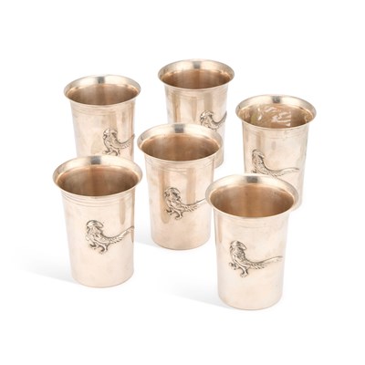 Lot 204 - GUCCI, A SET OF SIX ITALIAN SILVER BEAKERS