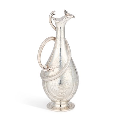 Lot 320 - A VICTORIAN SILVER 'PANDORA' CLARET JUG