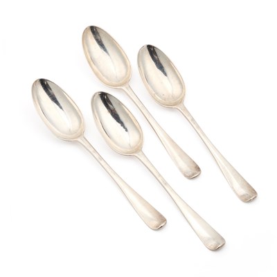 Lot 166 - A SET OF FOUR GEORGE II SCOTTISH SILVER TABLESPOONS