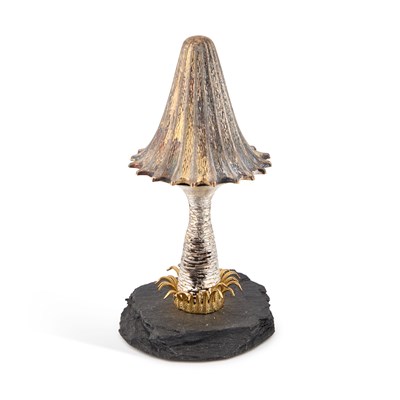 Lot 191 - AN ELIZABETH II SILVER AND PARCEL-GILT NOVELTY SURPRISE MUSHROOM