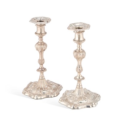 Lot 383 - A PAIR OF EARLY GEORGE III SILVER CANDLESTICKS