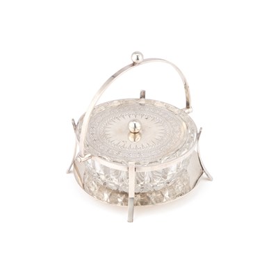 Lot 342 - A VICTORIAN SILVER AND GLASS BUTTER DISH