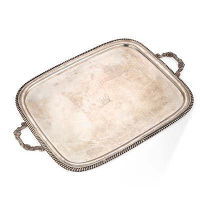 Lot 356 - A GEORGE III SILVER TWO-HANDLED TRAY