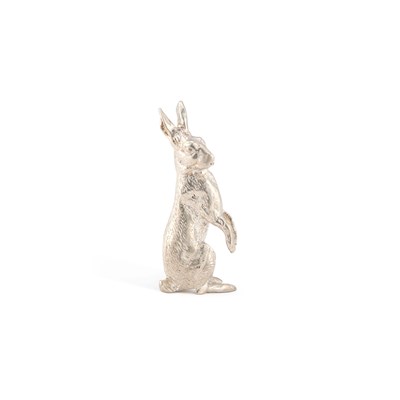Lot 187 - A CAST SILVER MODEL OF A HARE